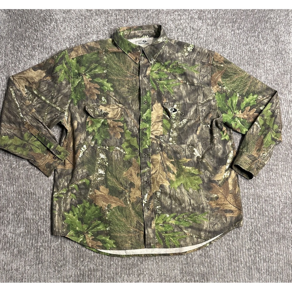 MOSSY OAK Obsession Men's Turkey Hunting Camo Button Shirt Vented XL
